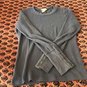 Long sleeve waffle shirt with cute buttons